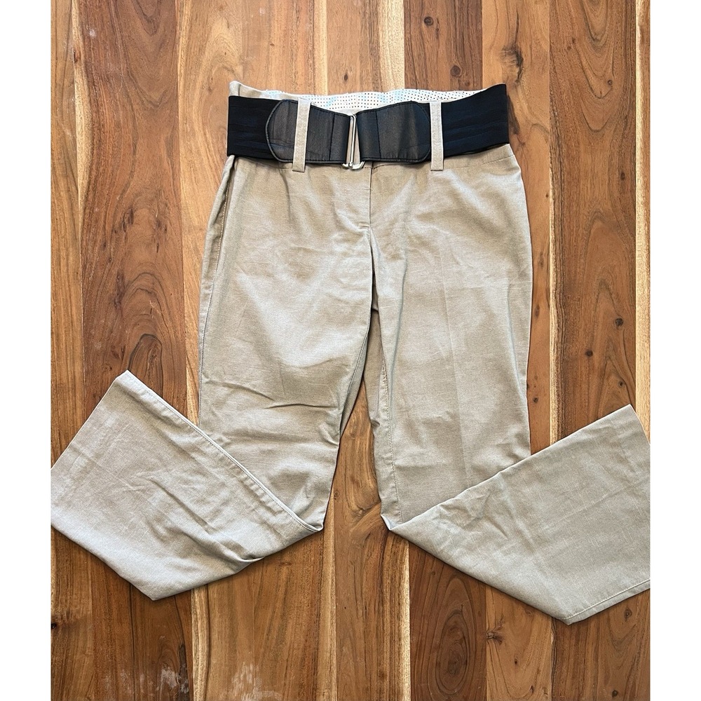 Maurice's Khaki Casual Dress Pants Bootcut Short with Detachable Belt